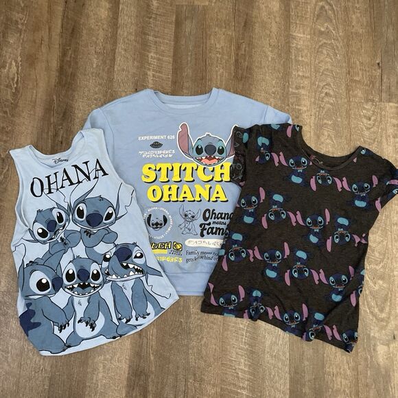Disney Stitch Lot Bundle Girls Size Medium 3pc Lilo And Stitch Tops - Picture 1 of 16
